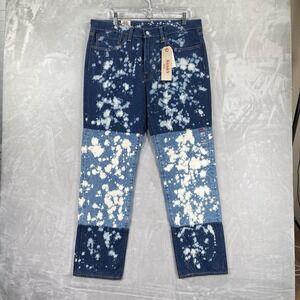 Levi's 541 Jeans men's 34x32 Athletic Taper Fit Paint Splatter Print Blue Denim